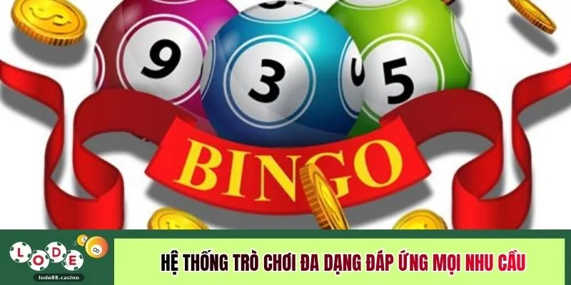 Hệ thống trò chơi đa dạng đáp ứng mọi nhu cầu
